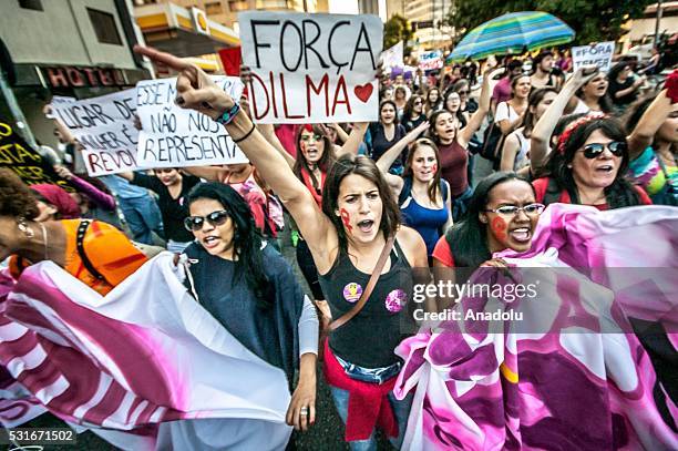 Thousand of people attend a rally against interim President Michel Temer in Sao Paulo, Brazil on May 16, 2016. Temer vice president in the government...