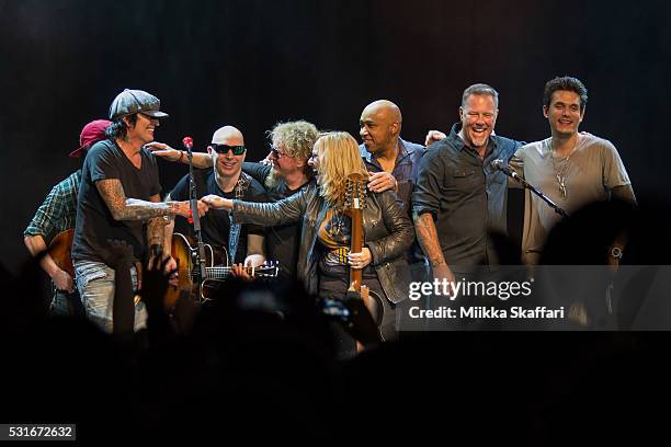 Tommy Lee, Joe Satriani, Sammy Hagar, Melissa Etheridge, Vic Johnson, James Hetfield and John Mayer thank the audience at 3rd annual...