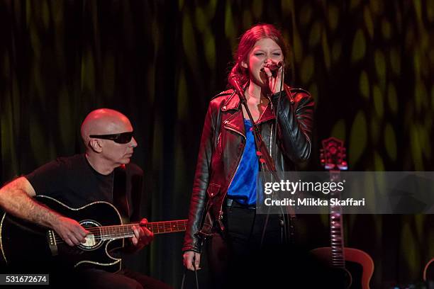 Joe Satriani and Cali Tee Hetfield perform at 3rd annual Acoustic-4-a-Cure benefit concert at The Fillmore on May 15, 2016 in San Francisco,...