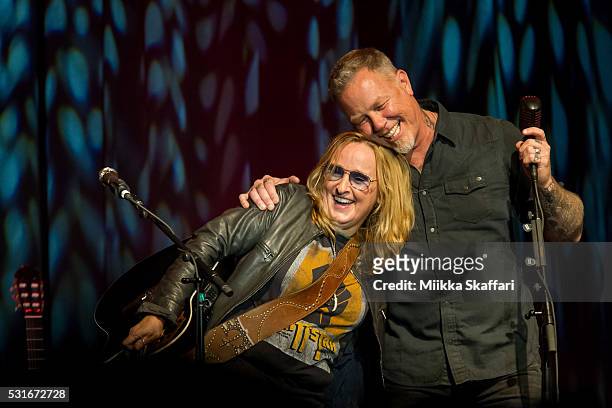 Melissa Etheridge and James Hetfield perform at 3rd annual Acoustic-4-a-Cure benefit concert at The Fillmore on May 15, 2016 in San Francisco,...