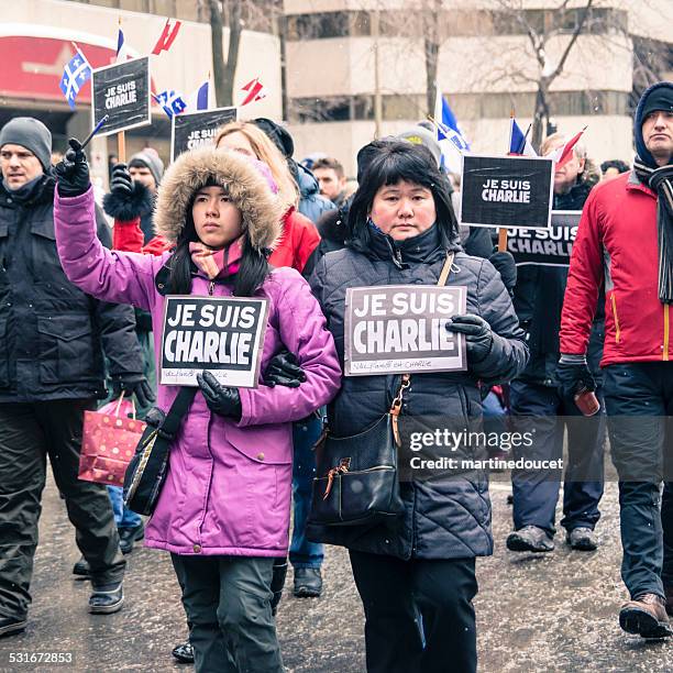 silent republic march "i am charlie" in montreal. - indian freedom fighters stockfoto's en -beelden