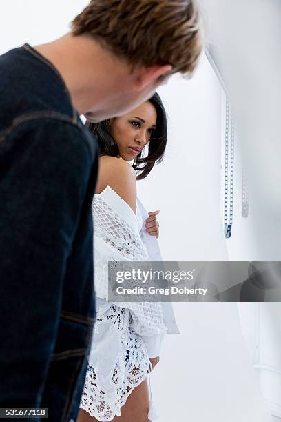 Behind the scenes photo shoot with Creative Director/Owner of LaPalme Magazine Derek Warburton and Actress Candice Patton for LaPalme Magazine at FD...