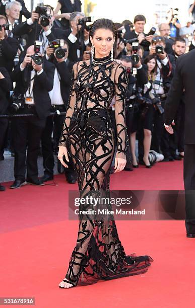 Kendall Jenner attends the "From The Land Of The Moon " premiere during the 69th annual Cannes Film Festival at the Palais des Festivals on May 15,...