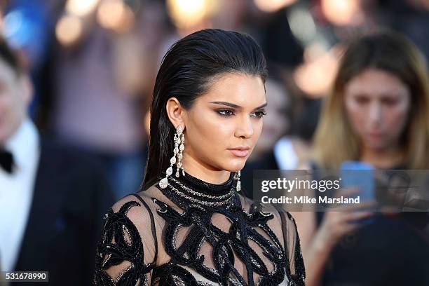 Kendall Jenner attends the "From The Land Of The Moon " premiere during the 69th annual Cannes Film Festival at the Palais des Festivals on May 15,...