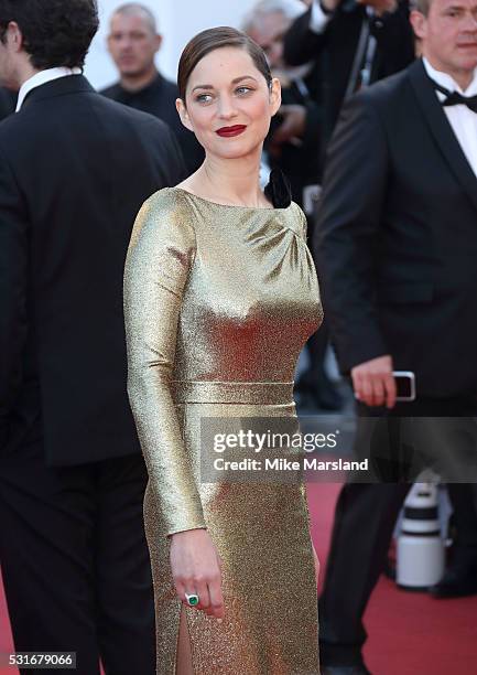 Marion Cotillard attends the "From The Land Of The Moon " premiere during the 69th annual Cannes Film Festival at the Palais des Festivals on May 15,...