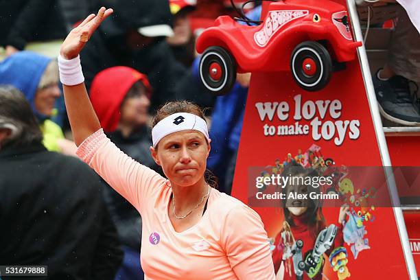 Varvara Lepchenko of USA celebrates after her match against Katharina Hobgarski of Germany during Day Three of the Nuernberger Versicherungscup 2016...