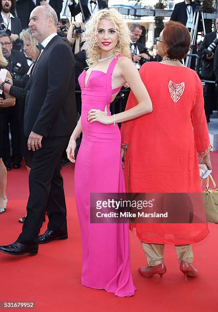 Pixie Lott attends the "From The Land Of The Moon " premiere during the 69th annual Cannes Film Festival at the Palais des Festivals on May 15, 2016...