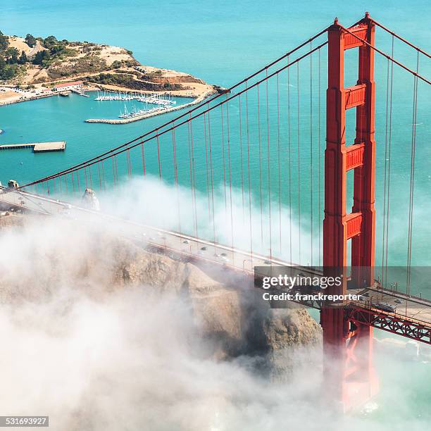 golden gate bridge - golden gate bridge city fog stock-fotos und bilder