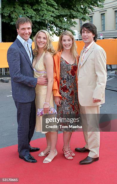 Actors Patrik Fichte, Tanja Wedhorn, Susanne Gaertner and Roman Rossa attend the ZDF Television Summer Party June 29, 2005 in Berlin, Germany.