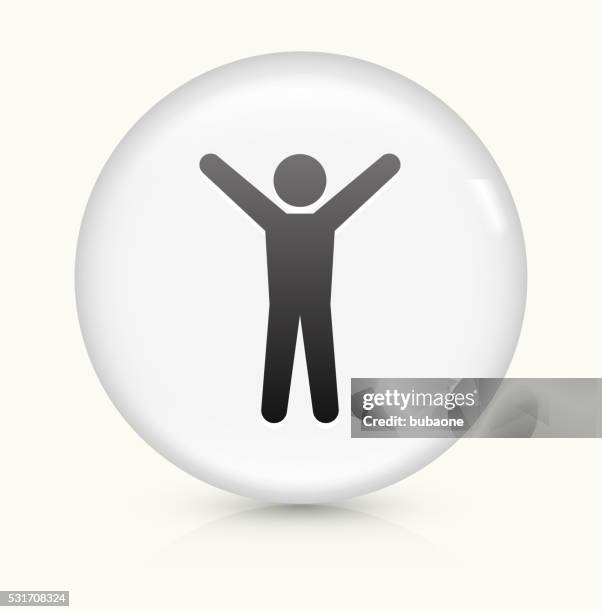 stretching icon on white round vector button - exercise weights white background stock illustrations