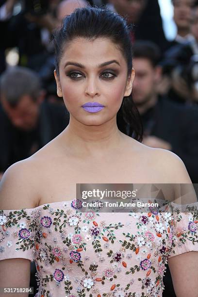 Aishwarya Rai attends a screening of "From The Land And The Moon " at the annual 69th Cannes Film Festival at Palais des Festivals on May 15, 2016 in...