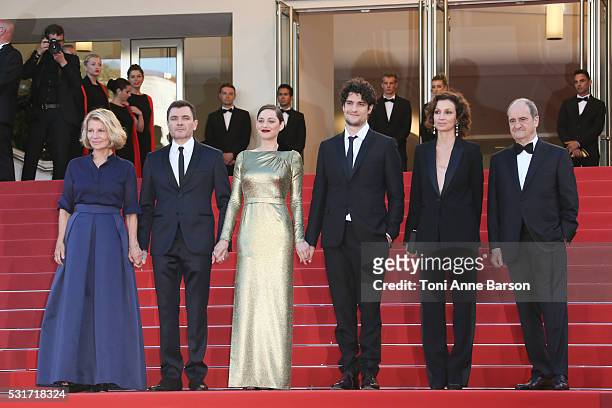 Nicole Garcia, Alex Brendemuehl, Marion Cotillard and Louis Garrel attend a screening of "From The Land And The Moon " at the annual 69th Cannes Film...
