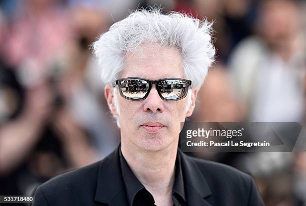 Director Jim Jarmusch attends the "Paterson" photocall during the 69th annual Cannes Film Festival at the Palais des Festivals on May 16, 2016 in...