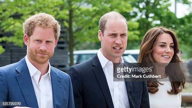 Catherine, Duchess of Cambridge and Prince William, Duke of Cambridge with Prince Harry attend the launch of Heads Together Campaign at Olympic Park...