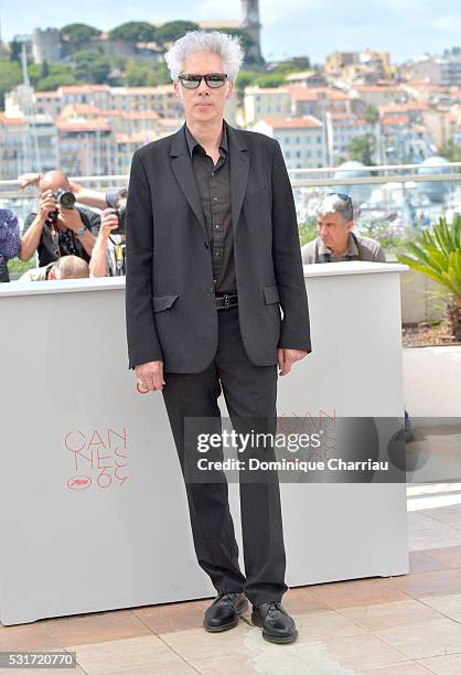 Director Jim Jarmusch attends the "Paterson" photocall during the 69th annual Cannes Film Festival at the Palais des Festivals on May 16, 2016 in...