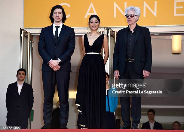 Golshifteh Farahani, Adam Driver and director Jim Jarmusch attend the "Paterson" premiere during the 69th annual Cannes Film Festival at the Palais...