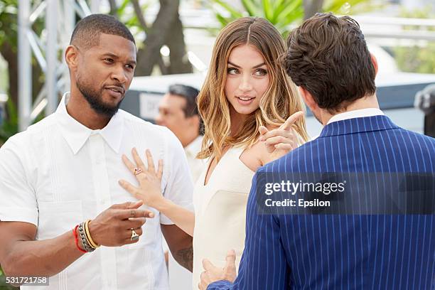 Usher, Ana de Armas, Edgar Ramirez attend the "Hands Of Stone" photocall during the 69th annual Cannes Film Festival at Palais des Festivals on May...