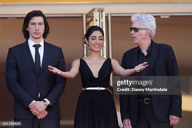 Adam Driver, Golshifteh Farahani and director Jim Jarmusch attend a screening of "Paterson" at the annual 69th Cannes Film Festival at Palais des...