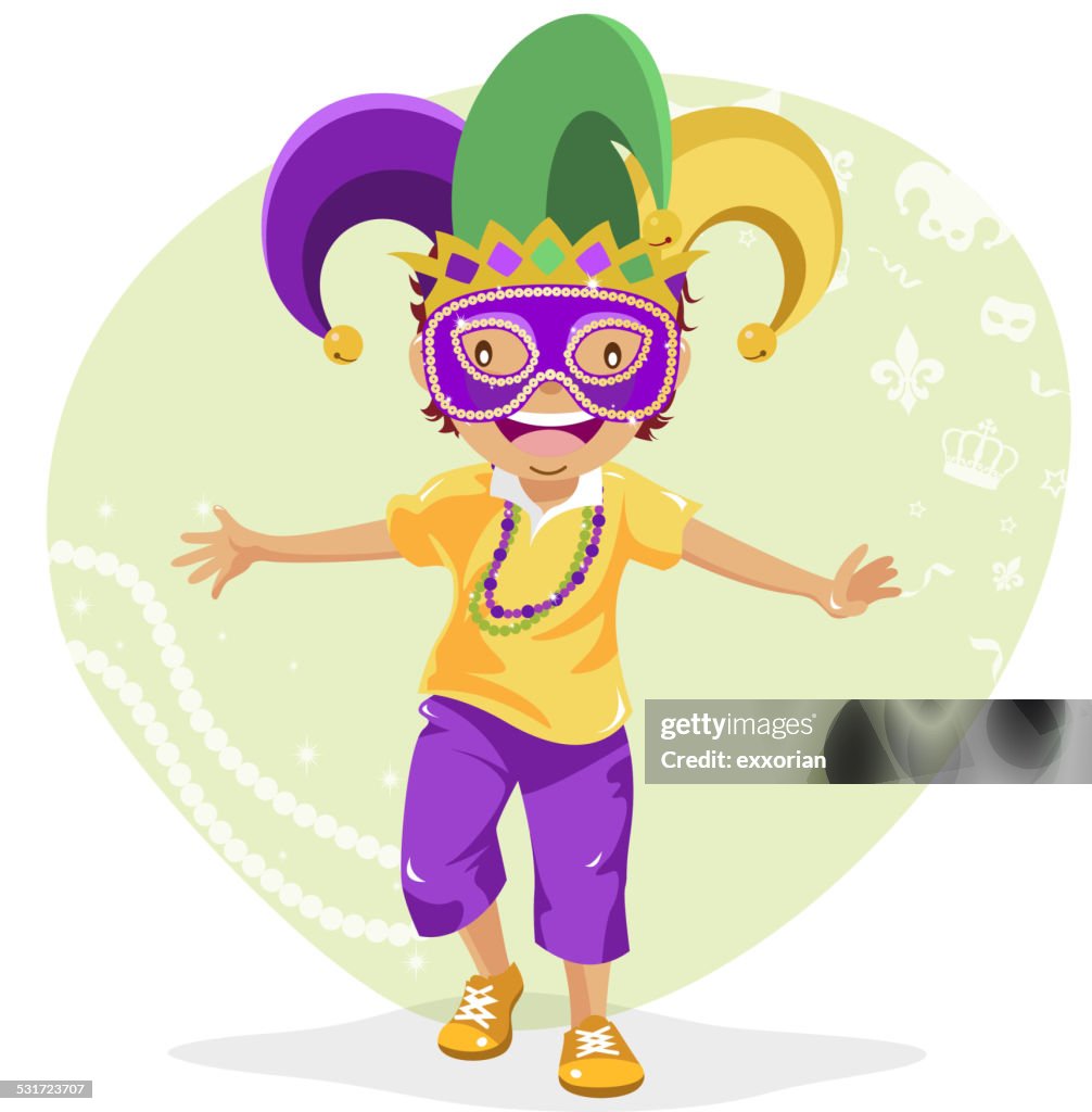 Teenage Boy salir a Mardi Gras