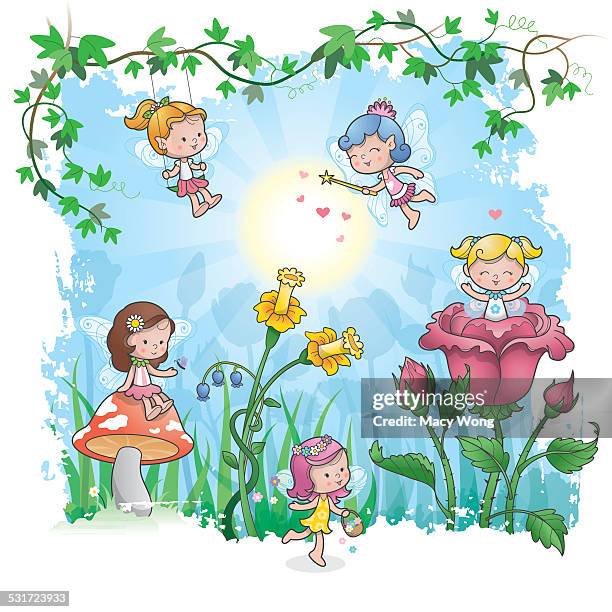 fairytale spring - fairy stock illustrations