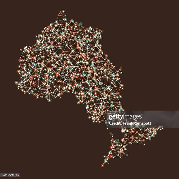 ontario map network mesh - canada ontario stock illustrations