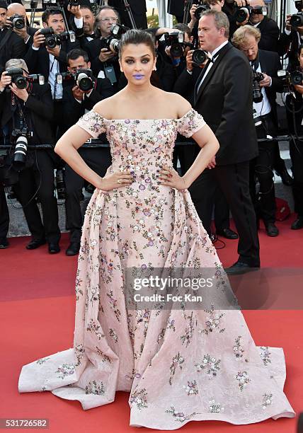 Aishwarya Rai attends the 'From The Land Of The Moon ' premiere during the 69th annual Cannes Film Festival at the Palais des Festivals on May 15,...