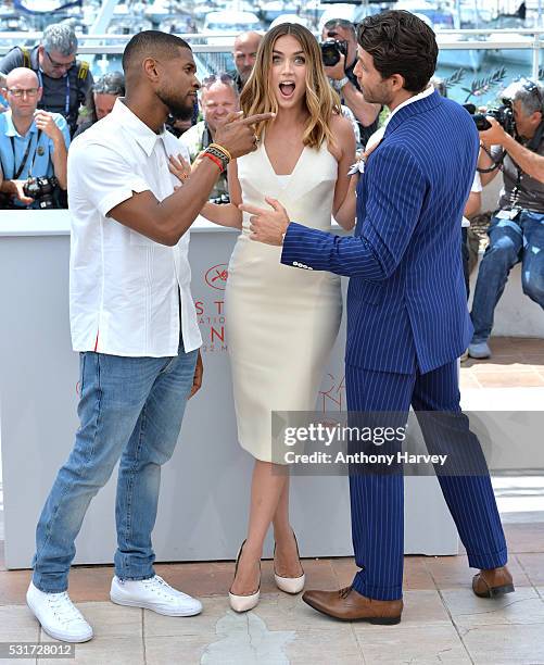 Usher, Ana de Armas and Edgar Ramirez attend the 'Hands Of Stone' Photocall at the annual 69th Cannes Film Festival at Palais des Festivals on May...