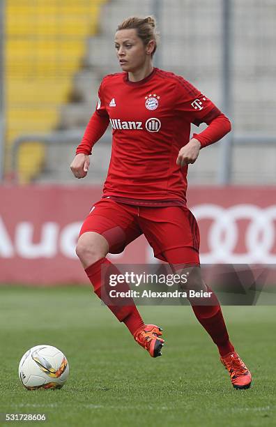 Nora Holstad Berge of Bayern Muenchen kicks the ball during the women Bundesliga match between FC Bayern Muenchen and 1899 Hoffenheim at Stadion an...