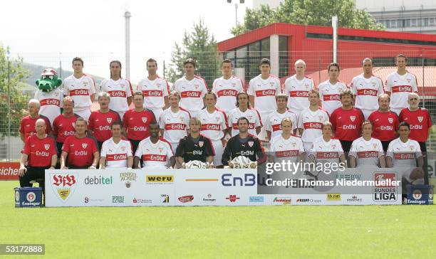 Team picture during the team presentation of VFB Stuttgart for the Bundesliga Season 2005 - 2006 on June 30, 2005 in Stuttgart, Germany. Front row...