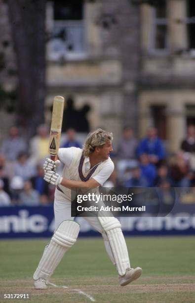 Ian Botham of Somerset in action during the Britannic Assurance County Championship match between Somerset and Worcestershire held on August 4, 1986...