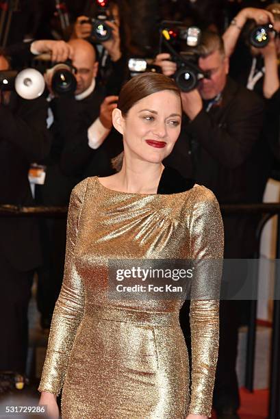 Marion Cotillard attends the 'From The Land Of The Moon ' premiere during the 69th annual Cannes Film Festival at the Palais des Festivals on May 15,...