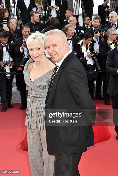 Tonie Marshall and Jean ean Paul Gaultier attend the 'From The Land Of The Moon ' premiere during the 69th annual Cannes Film Festival at the Palais...