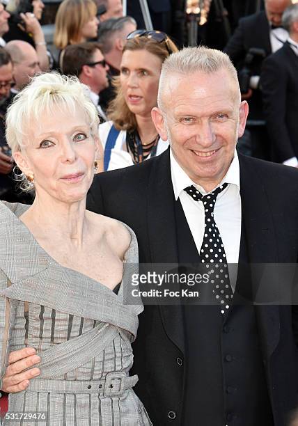 Tonie Marshall and Jean ean Paul Gaultier attend the 'From The Land Of The Moon ' premiere during the 69th annual Cannes Film Festival at the Palais...