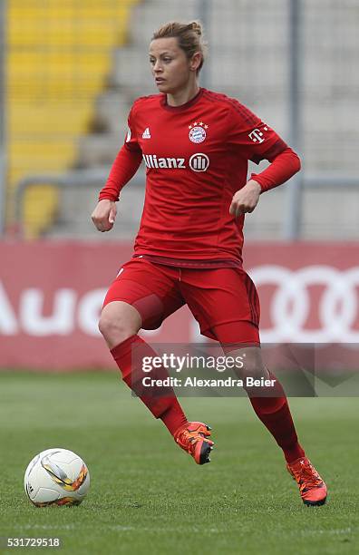 Nora Holstad Berge of Bayern Muenchen kicks the ball during the women Bundesliga match between FC Bayern Muenchen and 1899 Hoffenheim at Stadion an...