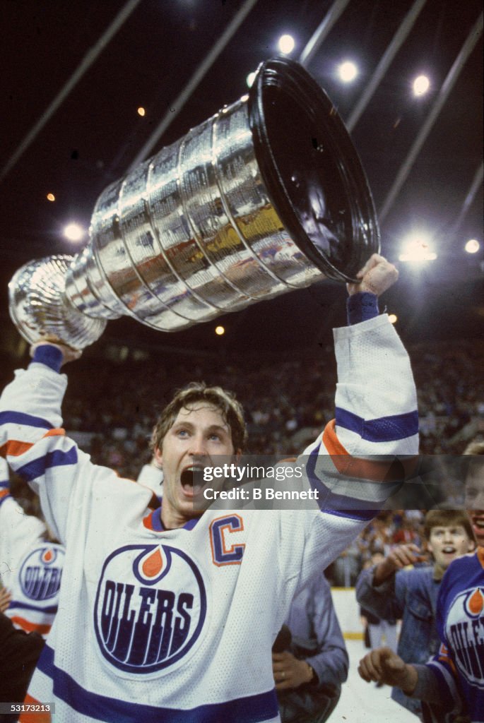 Wayne Gretzky Celebrates With The Stanley Cup