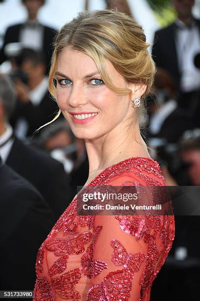 Angela Lindvall attends the "Loving" premiere during the 69th annual Cannes Film Festival at the Palais des Festivals on May 16, 2016 in Cannes,...