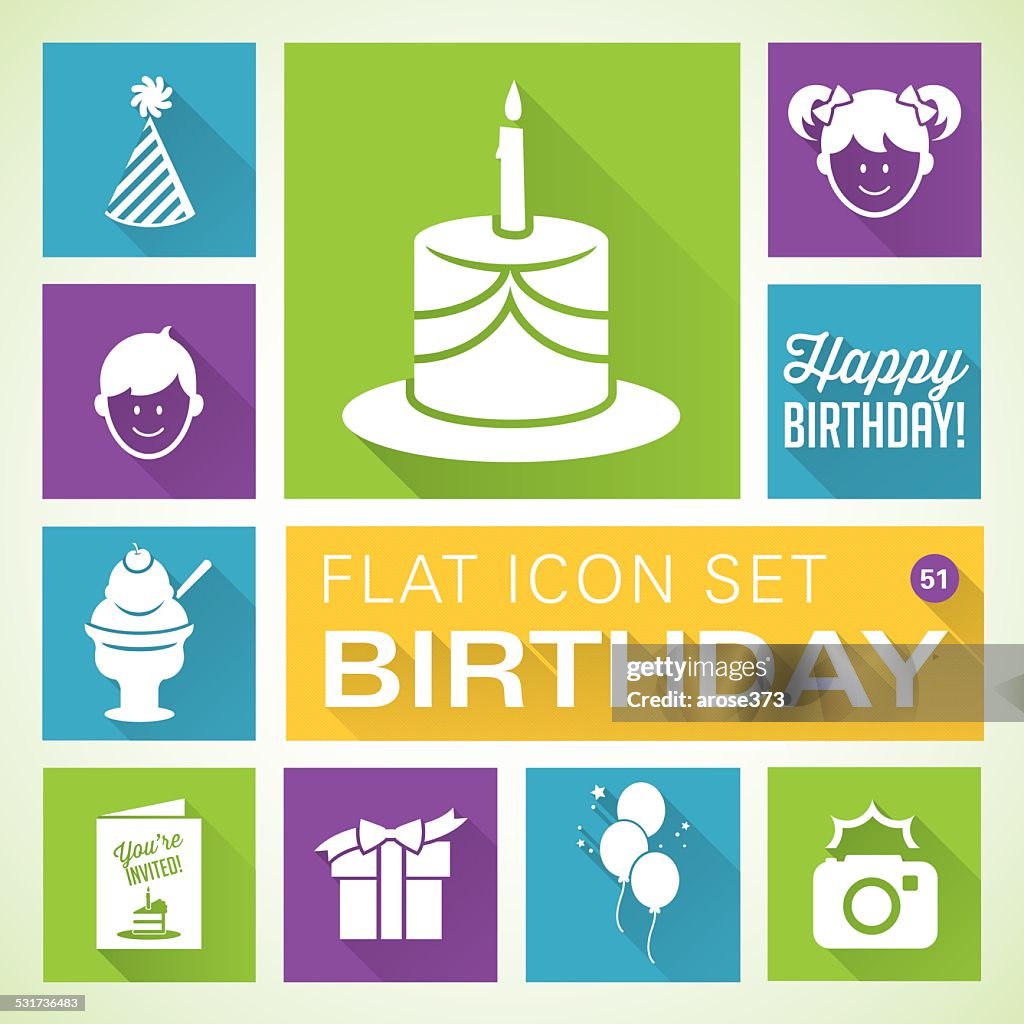 Flat icons Birthday - Illustration
