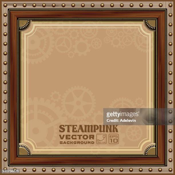victorian steampunk frame - steampunk stock illustrations