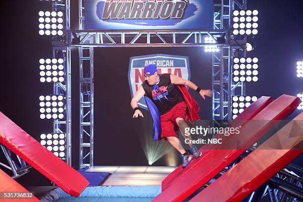 Drake" Episode 1703 -- Pictured: Bobby Moynihan as Jeff Metcalf during the "American Ninja Warrior" sketch on May 14, 2016 --