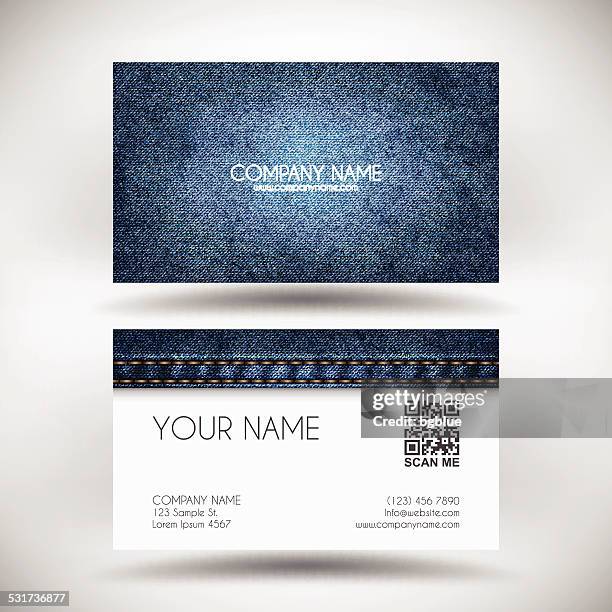 business card template with blue denim texture - jeans stock illustrations