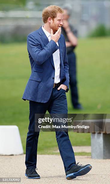 Prince Harry attends the launch of the Heads Together campaign to eliminate stigma on mental health at the Queen Elizabeth Olympic Park on May 16,...