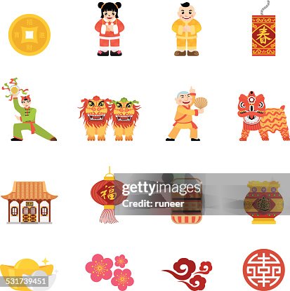 Flat Chinese New Year icons | Simpletoon series Flat Chinese New Year icons | Simpletoon series