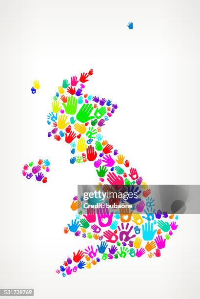 united kingdom hand prints royalty free vector art pattern - hand holding piece of cake stock illustrations