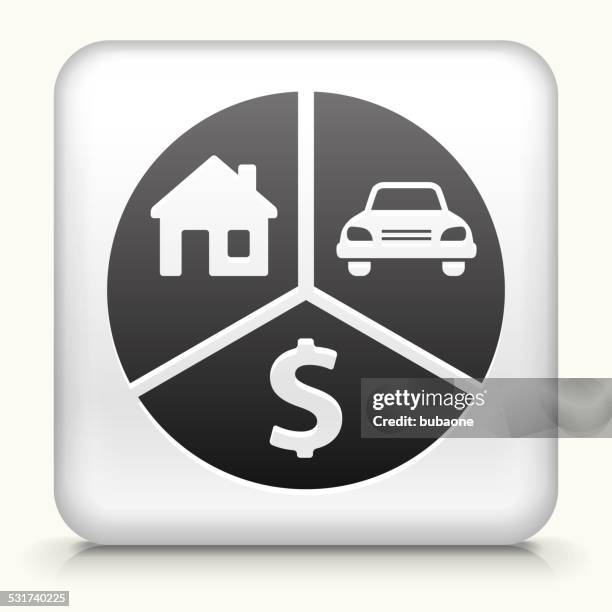 square button with financial pie chart royalty free vector art - push button car stock illustrations