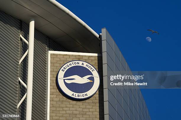 The moon and seagull are seen above the stadium prior to the Sky Bet Championship Play Off semi final second leg match between Brighton & Hove Albion...