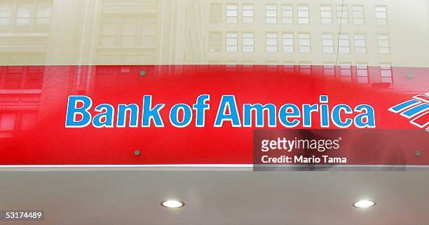 Bank of America logo is seen in a branch June 30, 2005 in New York City. Bank of America Corp., the second- largest U.S. Bank, agreed to buy MBNA...