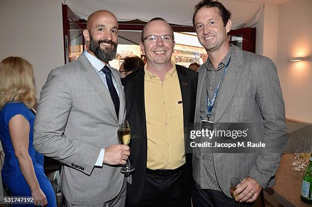 Amazon Studios Jason Ropell, IMDb CEO & Founder Col Needham and Sundance Film Festival's Trevor Groth attend IMDb's 2016 Dinner Party In Cannes at...