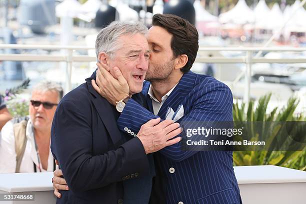 Robert De Niro and Edgar Ramirez attend the "Hands Of Stone" Photocall during the 69th annual Cannes Film Festival on May 16, 2016 in Cannes, France.