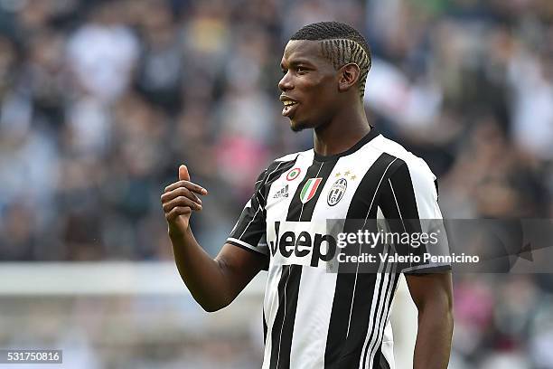 Paul Pogba of Juventus FC looks on during the Serie A match between Juventus FC and UC Sampdoria at Juventus Arena on May 14, 2016 in Turin, Italy.