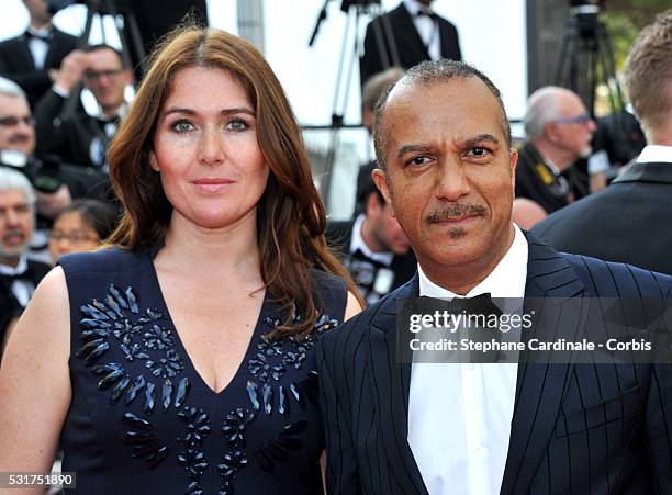 Actor and director Pascal Legitimus and his wife Adriana Santini attend the "Loving" premiere during the 69th annual Cannes Film Festival at the...